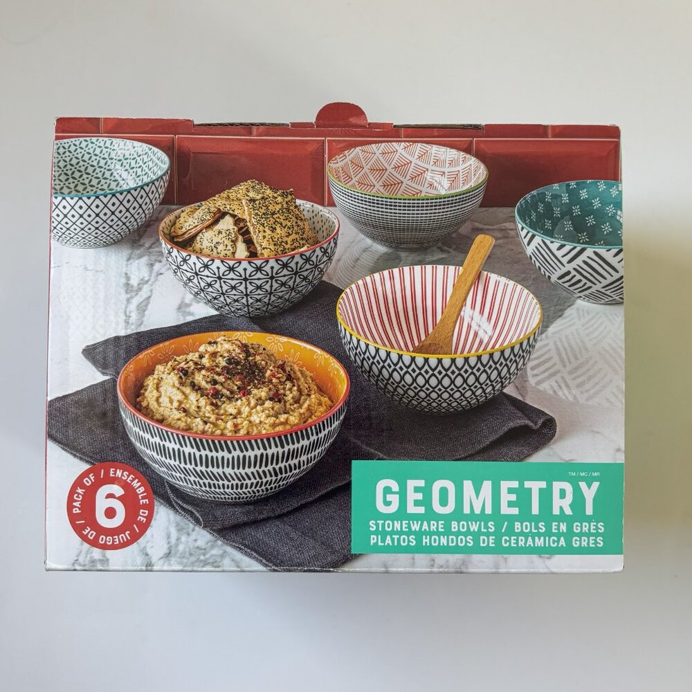 Over and Back Geometry All-Purpose Bowls 6-piece set